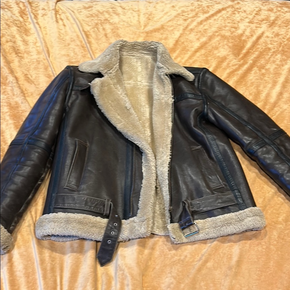 Black Leather Jacket with Shearling Lining